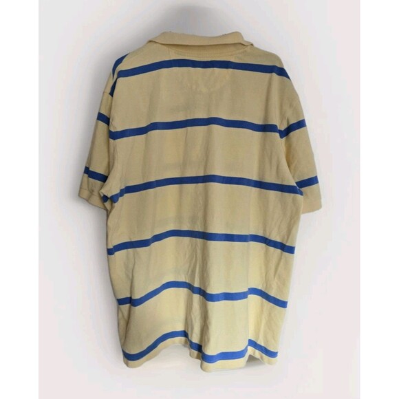 Chaps Mens Golf Polo Shirt Top Size XXL 2X 2XL Pastel Yellow Blue Stripes Spring - Picture 2 of 12